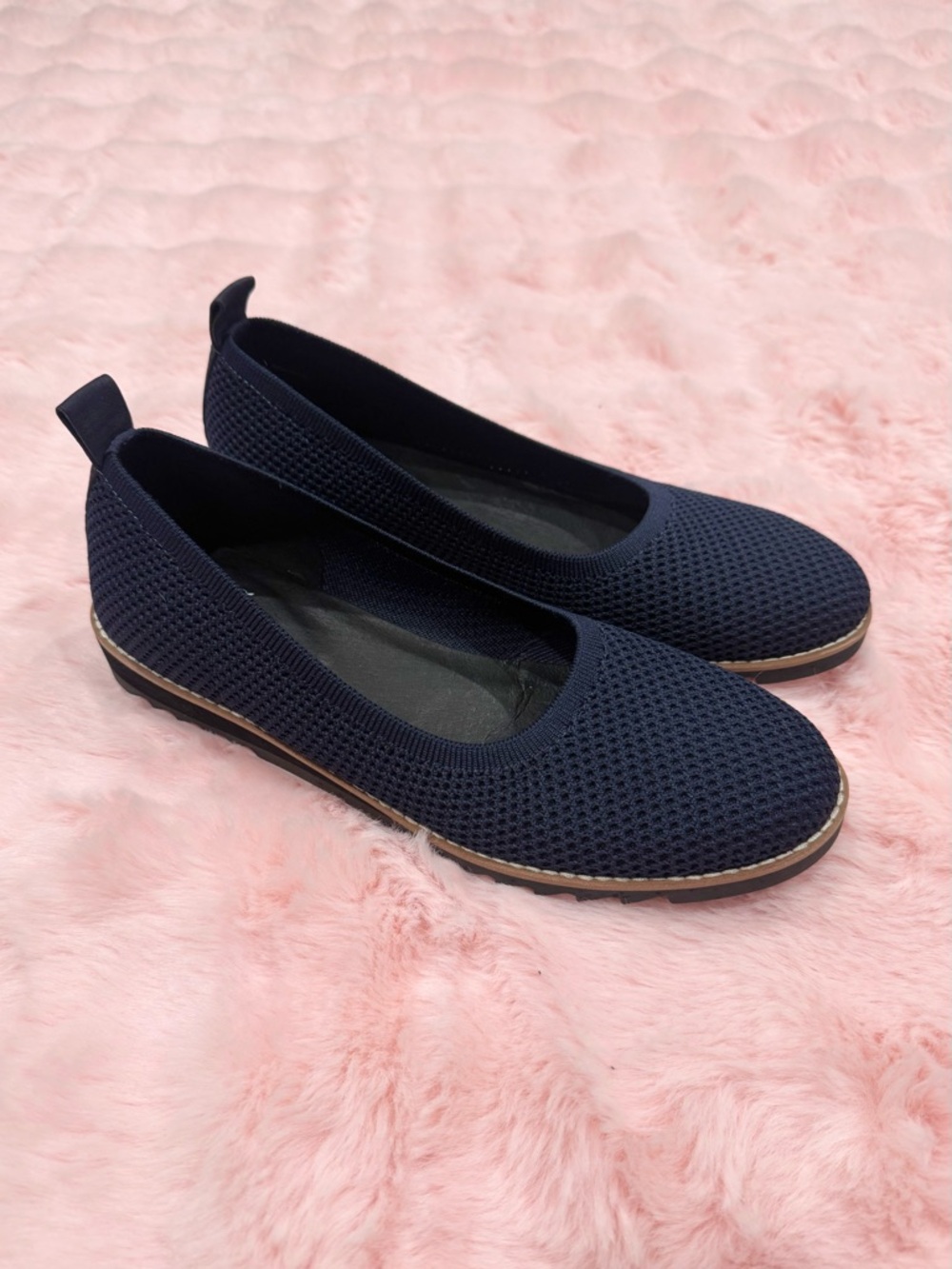 Eileen Fisher Navy Blue Etta Knit Slip-On Flats